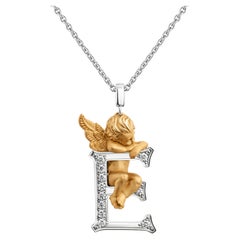 Carrera y Carrera 0.10 Carat Round Diamond "MY ANGEL" E Pendant Initial 