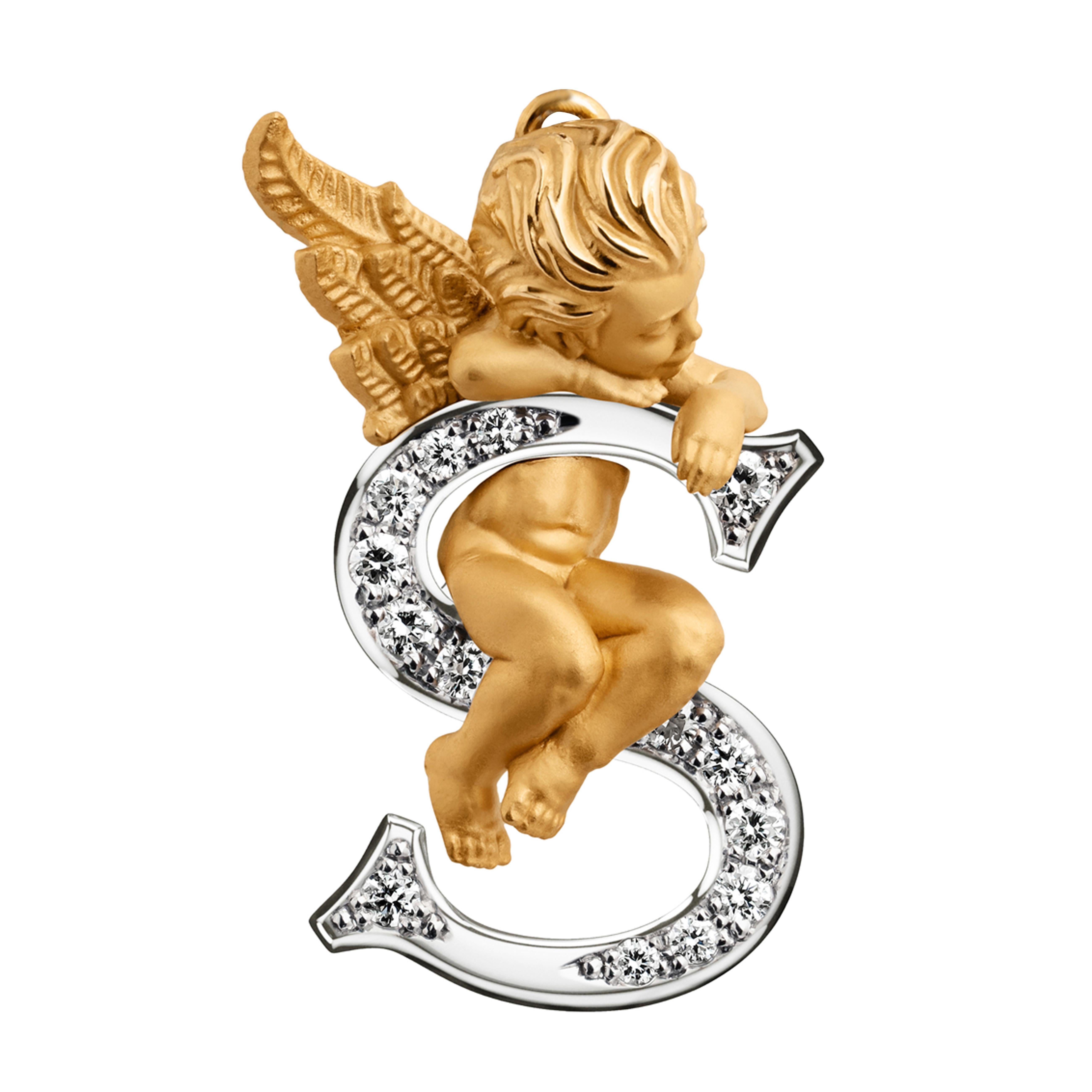 Contemporain  Carrera y Carrera Pendentif initial «MY ANGEL » S en diamants ronds 0,11 carat en vente