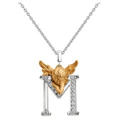  Carrera y Carrera 0.14 Carat Round Diamond "MY ANGEL" M Pendant Initial