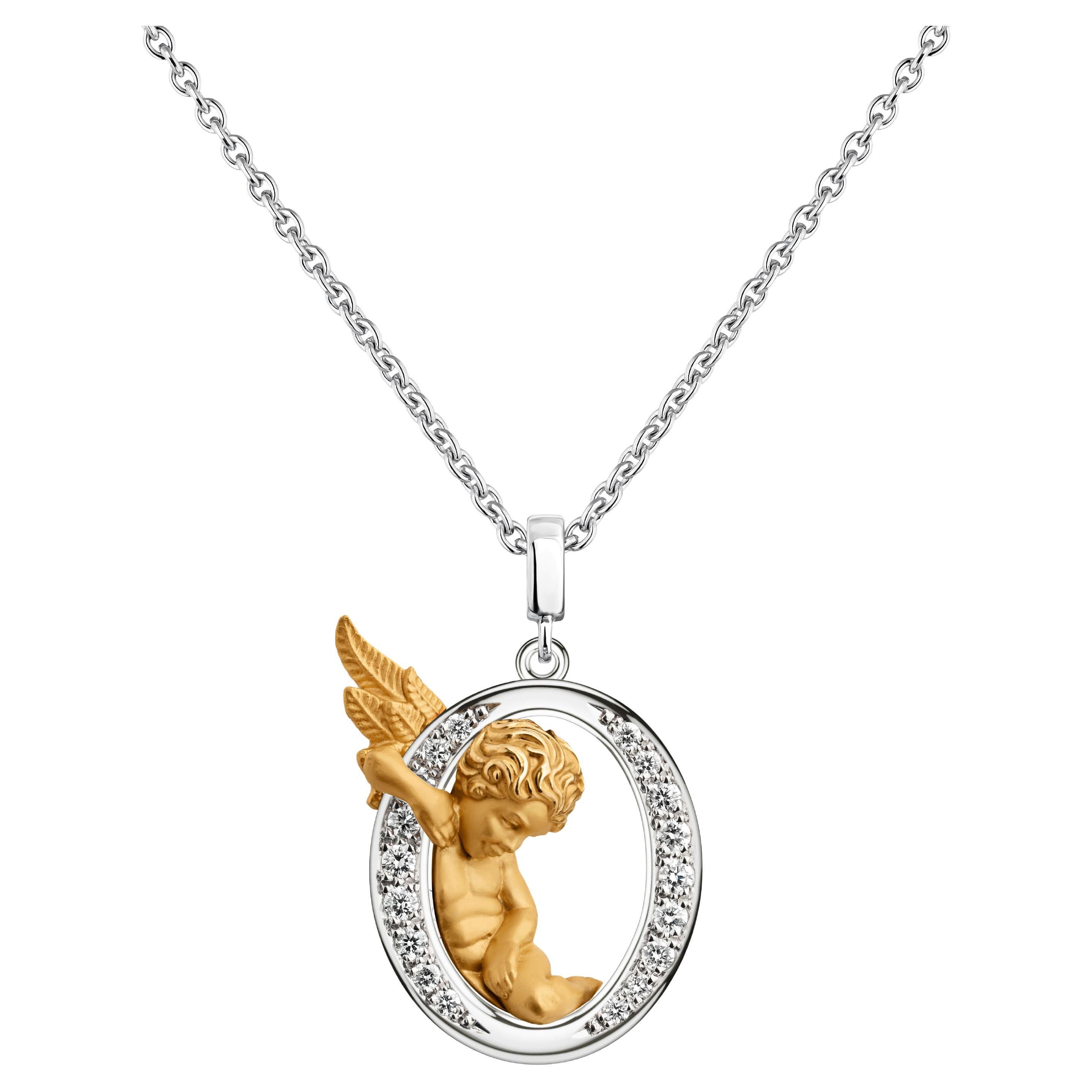 Initial Necklace, Letter O Diamond Pendant with 18k Yellow Gold Chain