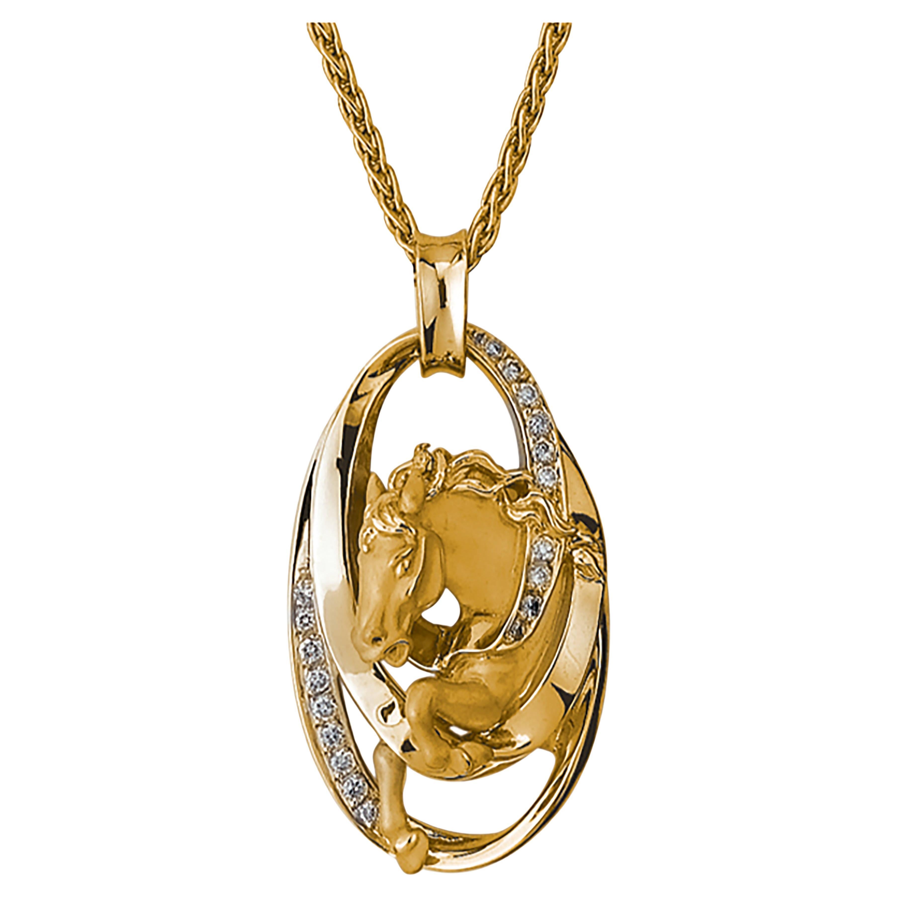 Carrera y Carrera 0.15 Carat, Spirit Cintas Necklace in 18K Yellow Gold For Sale