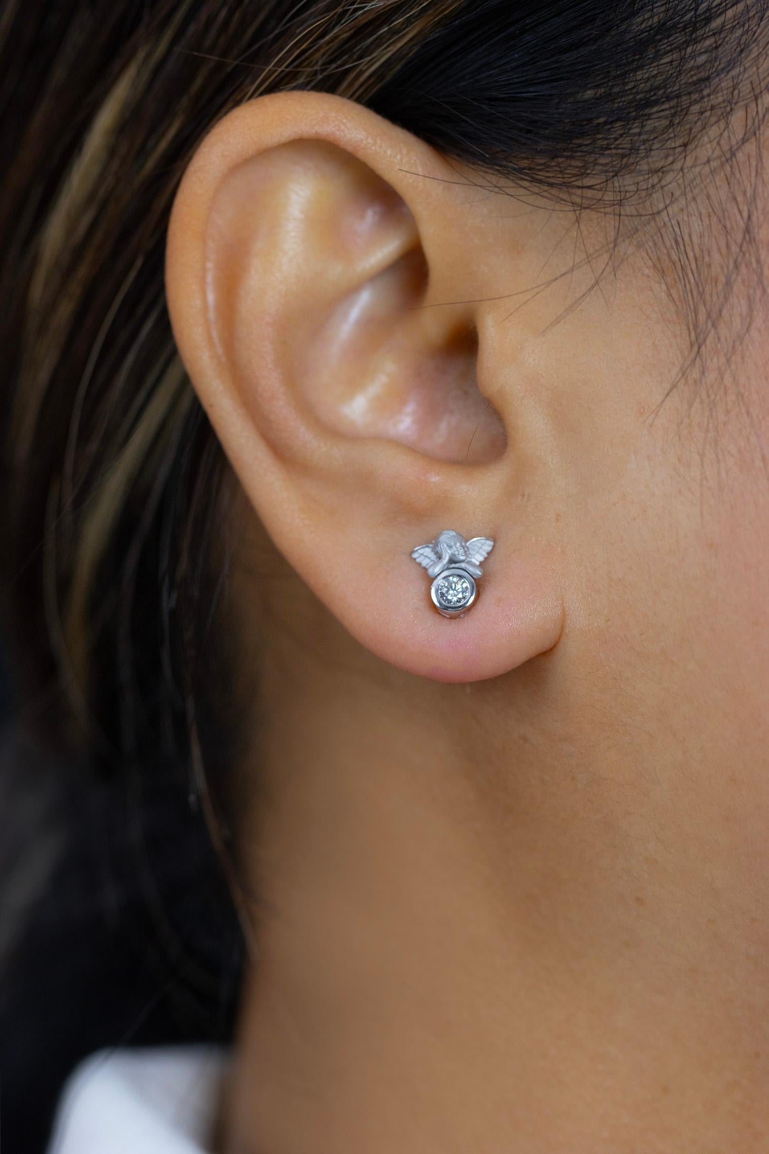 Carrera y Carrera, boucles d'oreilles « Solitario My Angel » serties de 0,21 carat de diamants au total en vente 1