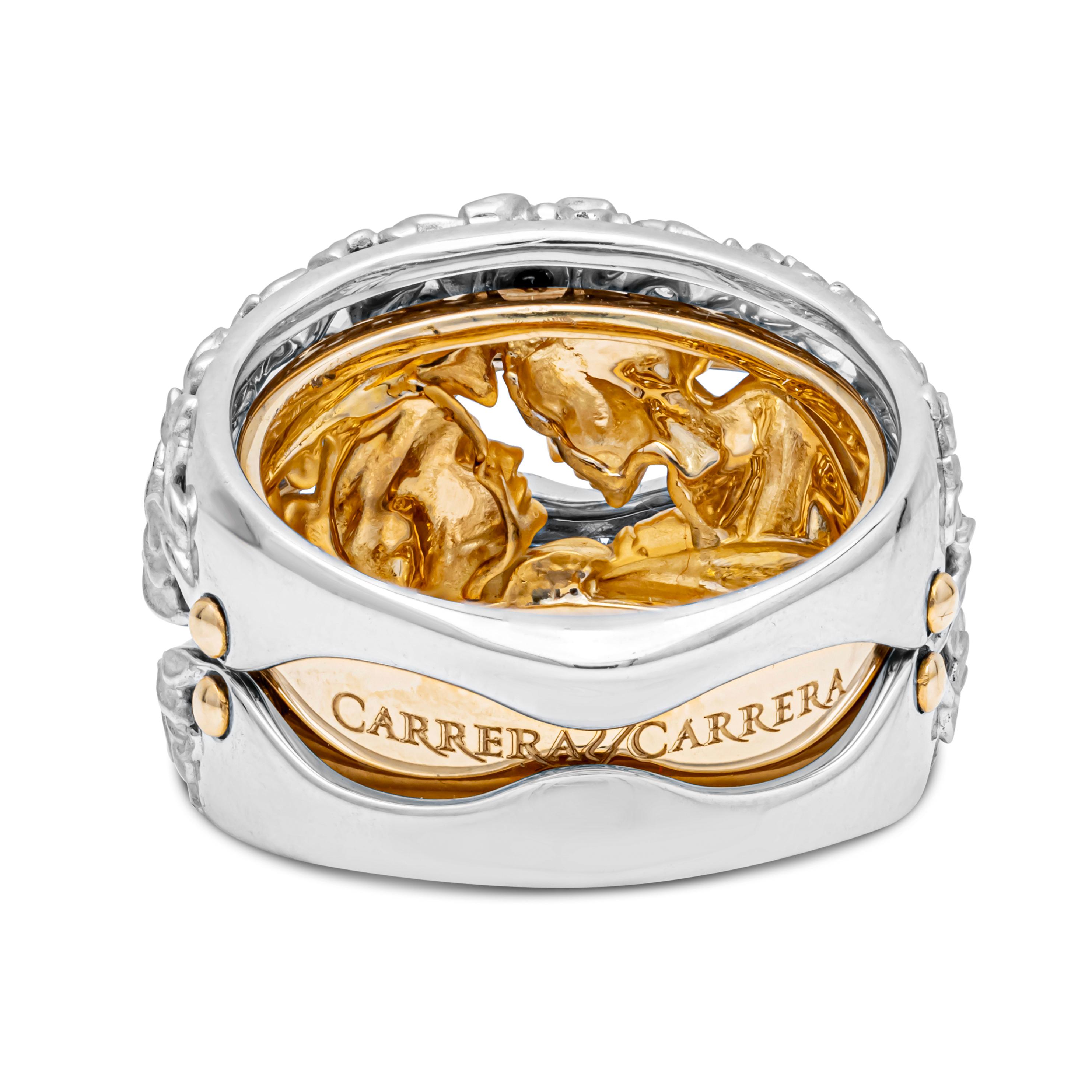 Carrera y Carrera 0,27 Karat runder Diamant-Geheimring aus 18 Karat zweifarbigem Gold mit runden Diamanten (Rundschliff) im Angebot