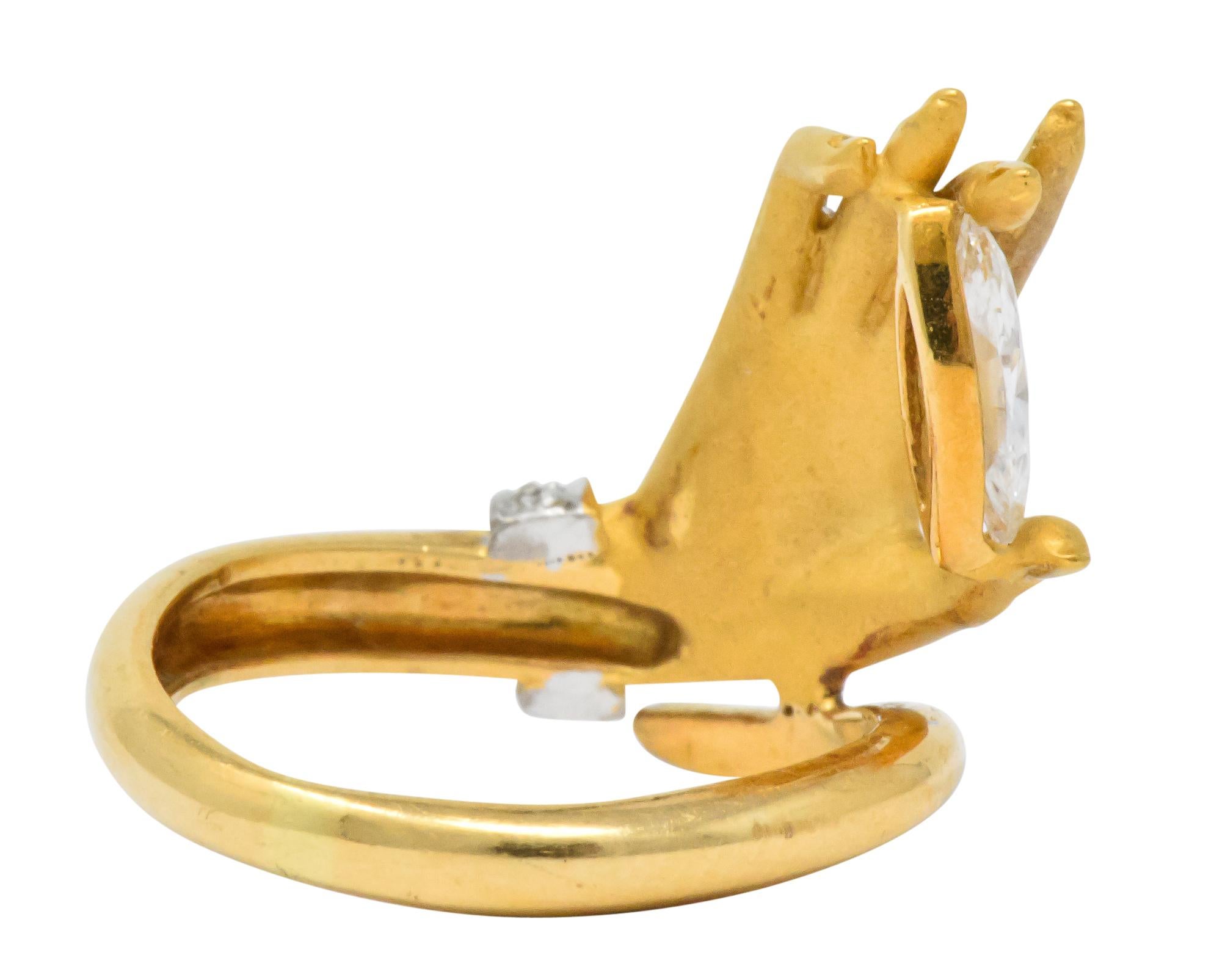 Carrera y Carrera 0.55 Carat Diamond 18 Karat Gold Las Manos Hand Ring ...