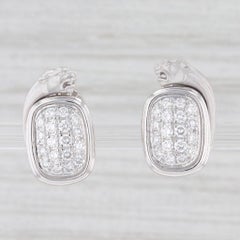Carrera Y Carrera 0.75ctw Diamond Panther Earrings 18k White Gold Designer