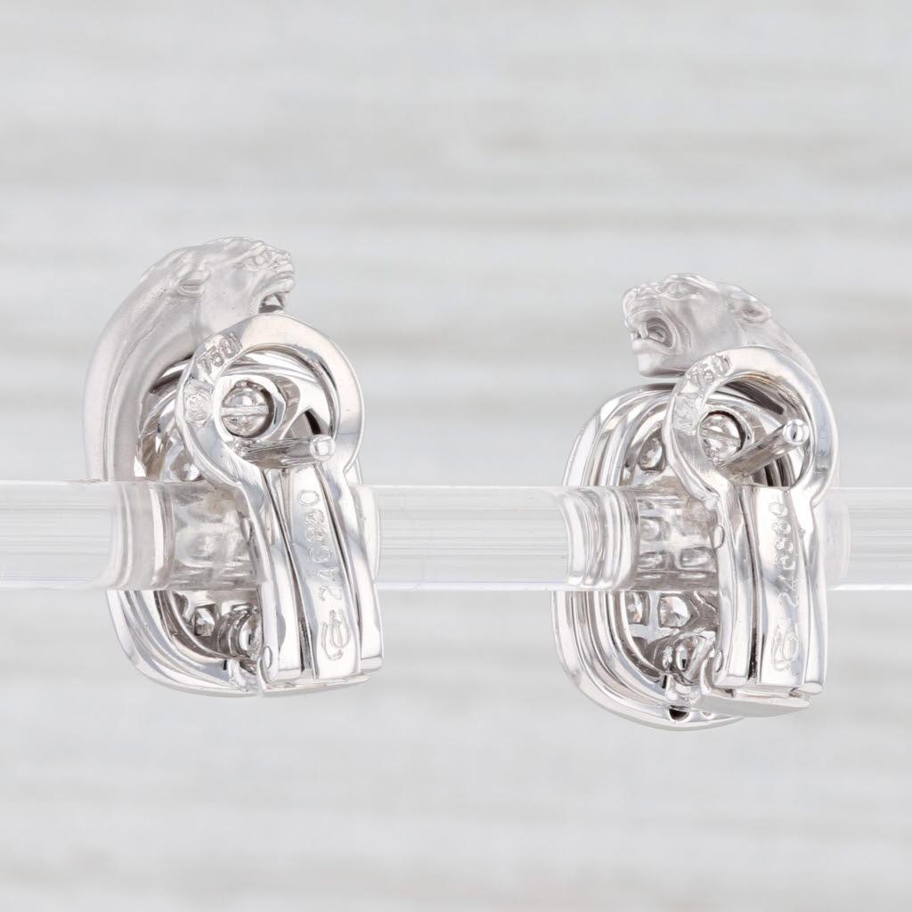 Boucles d'oreilles panthère Carrera Y Carrera en or blanc 18 carats avec diamants 0,75 carat Bon état - En vente à McLeansville, NC