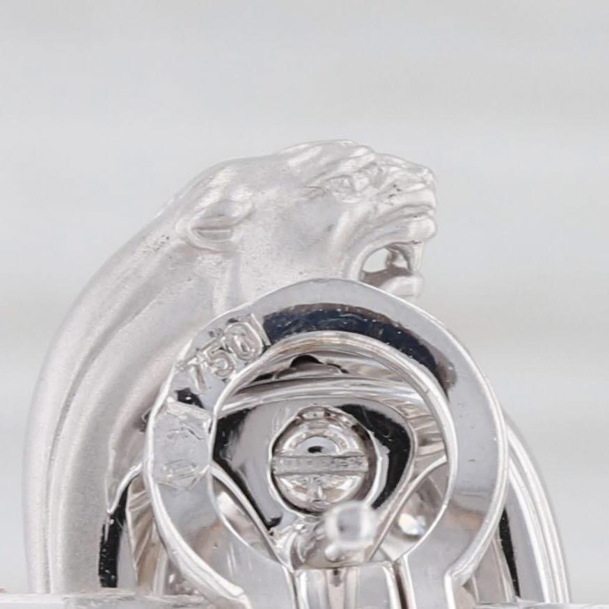 Women's Carrera Y Carrera 0.75ctw Diamond Panther Earrings 18k White Gold Designer For Sale