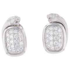 Carrera Y Carrera 0.75ctw Diamond Panther Earrings 18k White Gold Designer