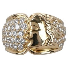 Bague Carrera y Carrera pour femme, avec diamant d'un carat, en or jaune 18 carats, à bande lisse