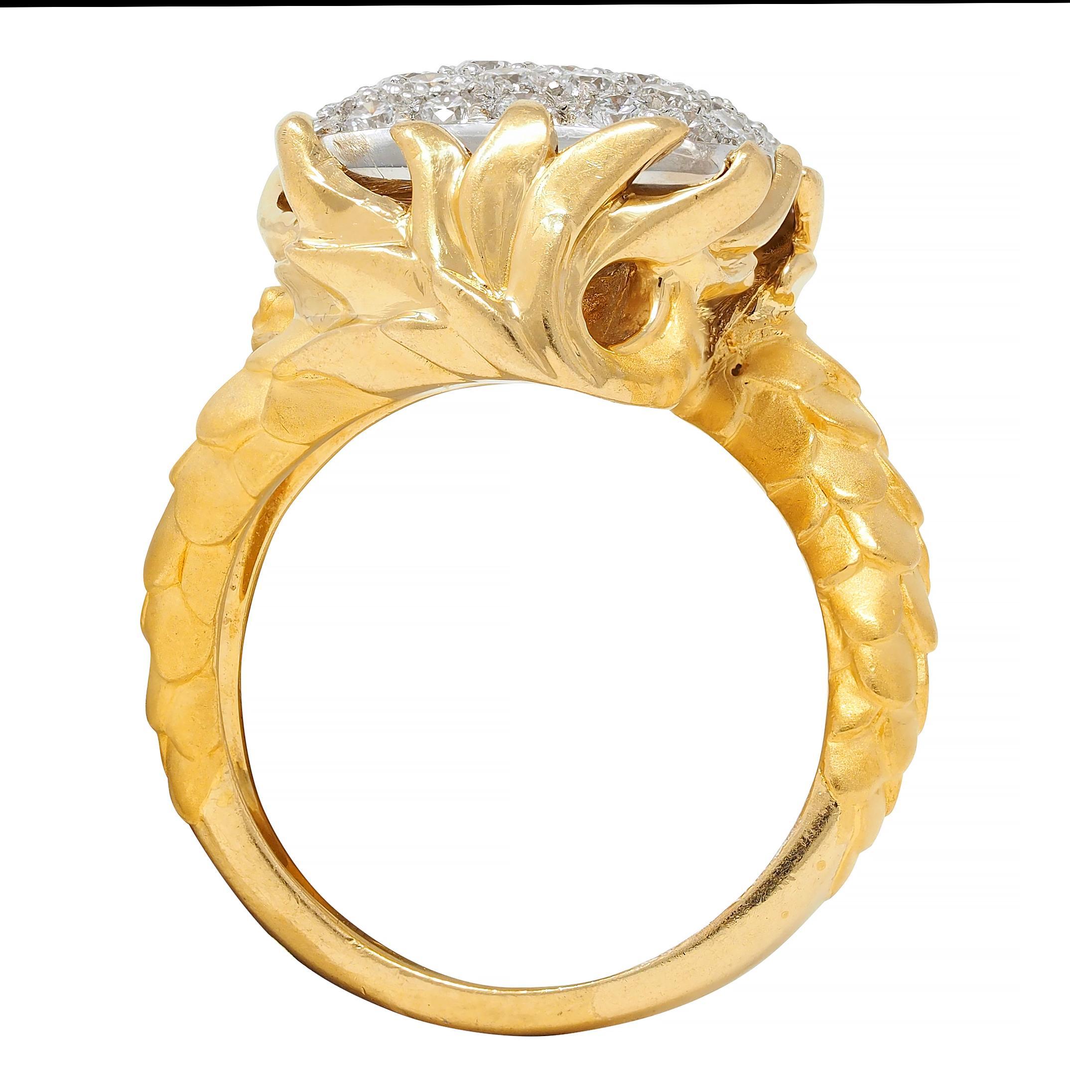 Carrera y Carrera 1.25 CTW Diamond 18 Karat Two-Tone Gold Pavé Dragon Ring For Sale 6