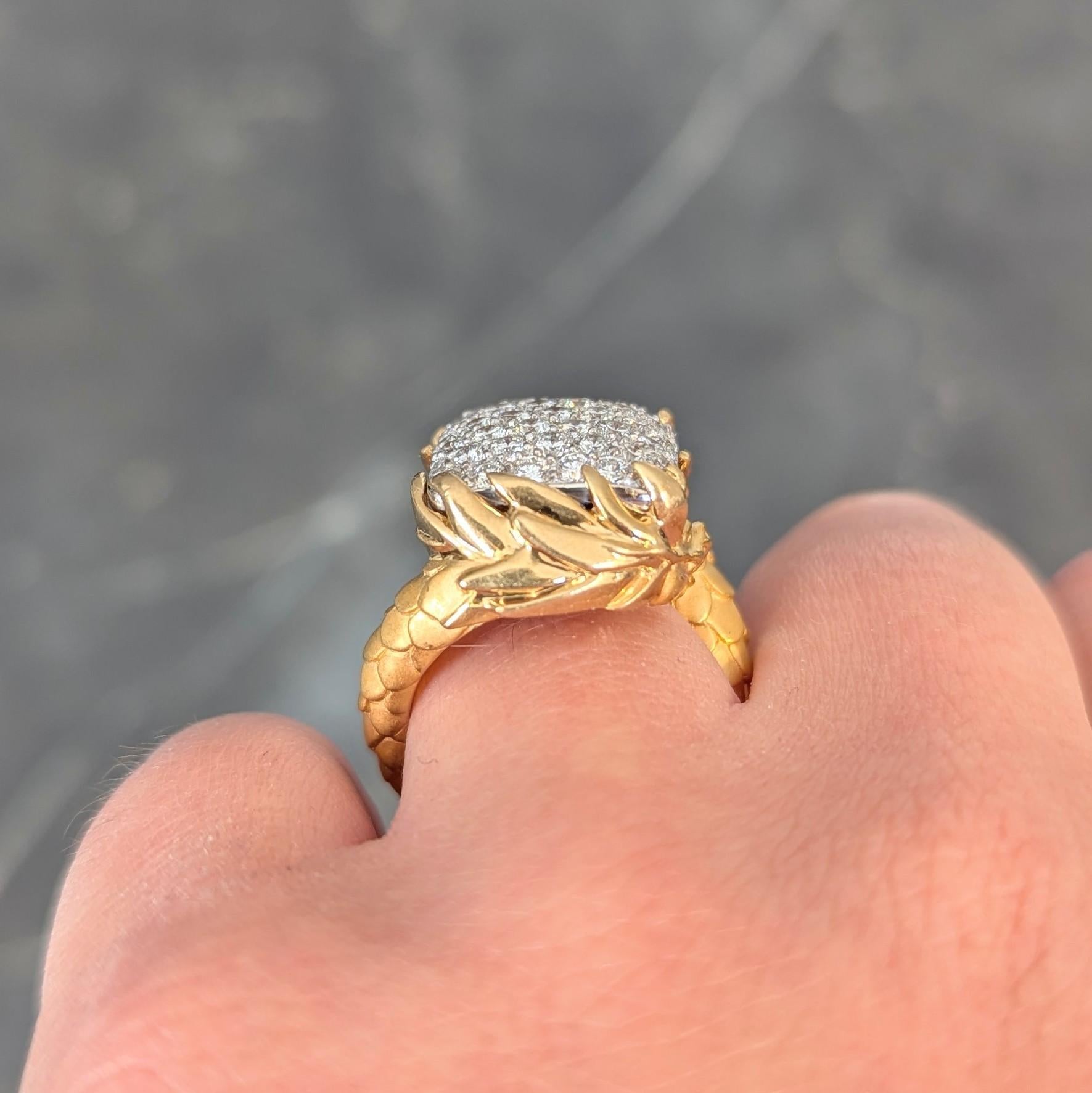 Carrera y Carrera 1.25 CTW Diamond 18 Karat Two-Tone Gold Pavé Dragon Ring 12