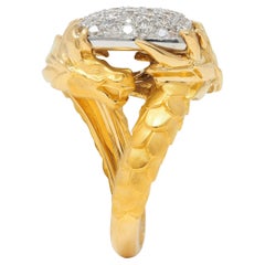 Carrera y Carrera 1.25 CTW Diamond 18 Karat Two-Tone Gold Pavé Dragon Ring