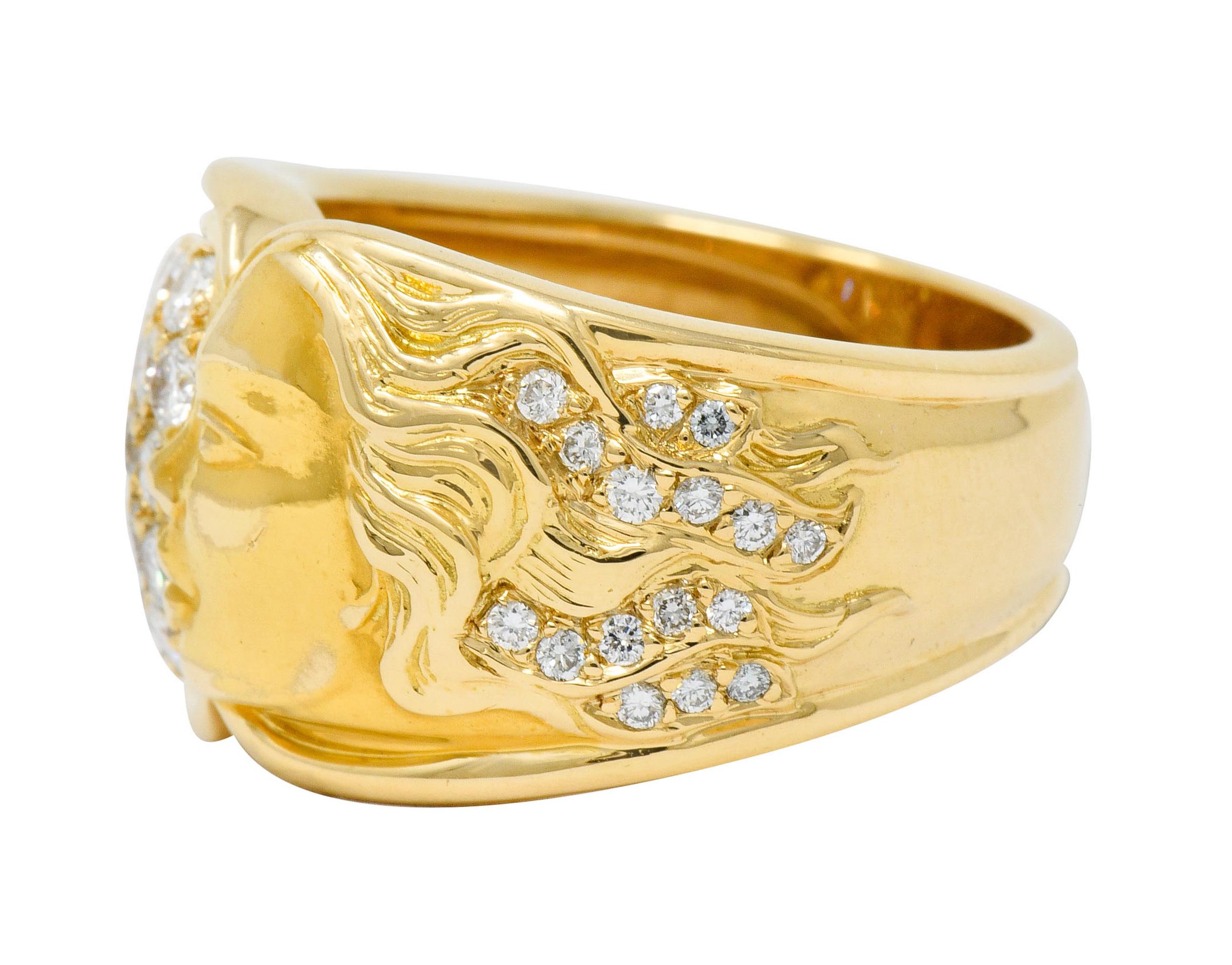 Contemporary Carrera Y Carrera 1.50 Carat Pave Diamond 18 Karat Gold Promesa Lady Band Ring