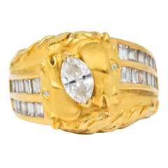 Carrera y Carrera 1.70 Carat Marquise Diamond 18 Karat Gold Ecuestre Horse Ring