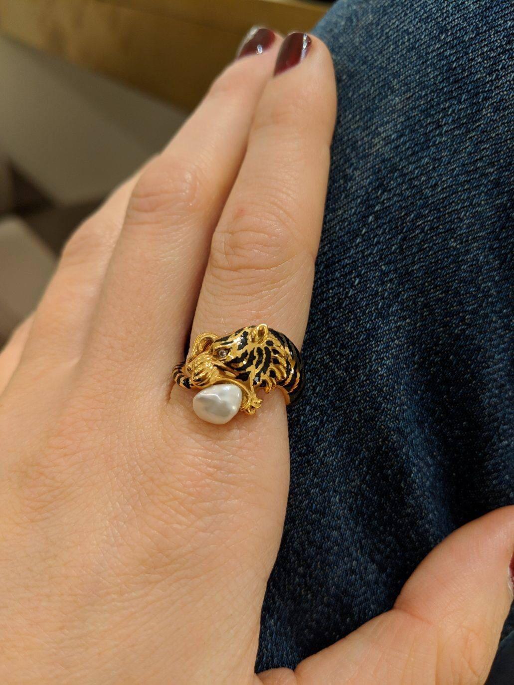 enamel baroque pearl ring
