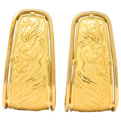Vintage Carrera y Carrera 18 Karat Gold Ecuestre Half-Hoop Horse Earrings