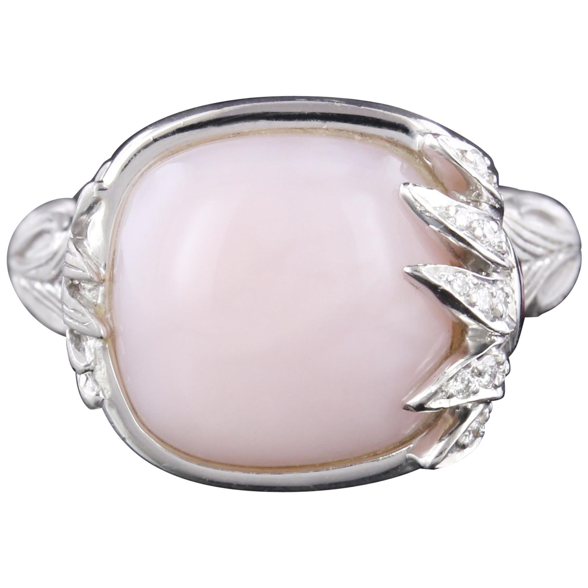 Carrera y Carrera 18 Karat Gold Pink Opal and Pink Tourmaline Peacock Ring For Sale