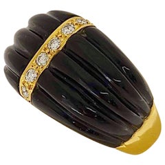 Anello Carrera y Carrera in oro 18 carati con onice nera e diamanti da 0,47 carati