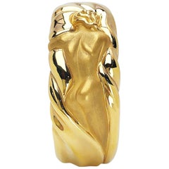 Carrera y Carrera 18 Karat Gold Wide Cuff Bracelet with Nude Female Figure