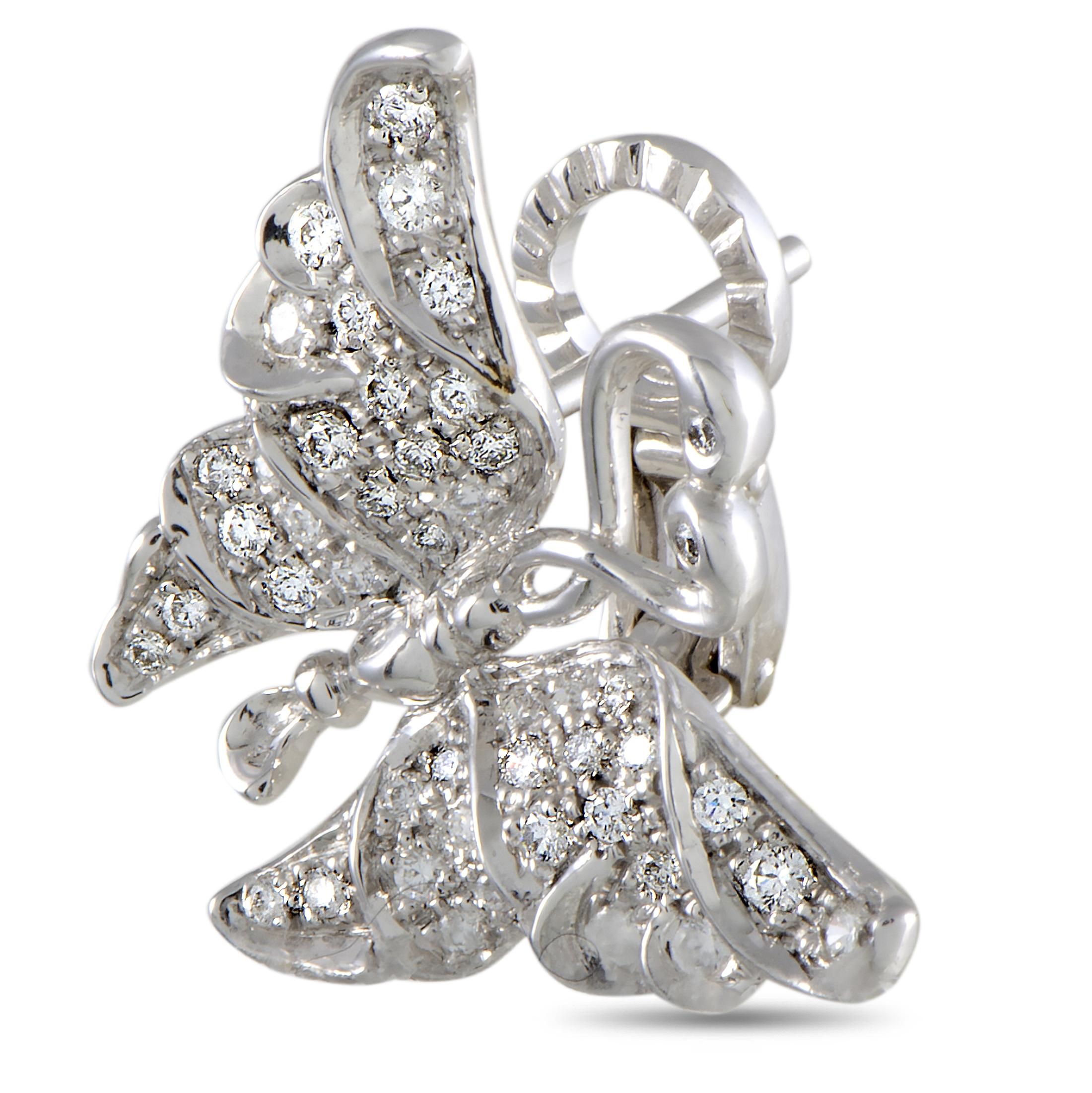 Carrera y Carrera 18 Karat White Gold and 0.70 Carat Diamond Butterfly Earrings In New Condition In Southampton, PA