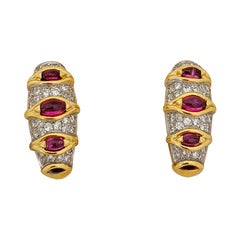 Vintage Carrera Y Carrera 18 Karat Yellow Gold, 1.74 Carat Ruby and Diamond Earrings