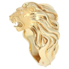 Carrera Y Carrera 18 Karat Yellow Gold and Diamond Lion Ring