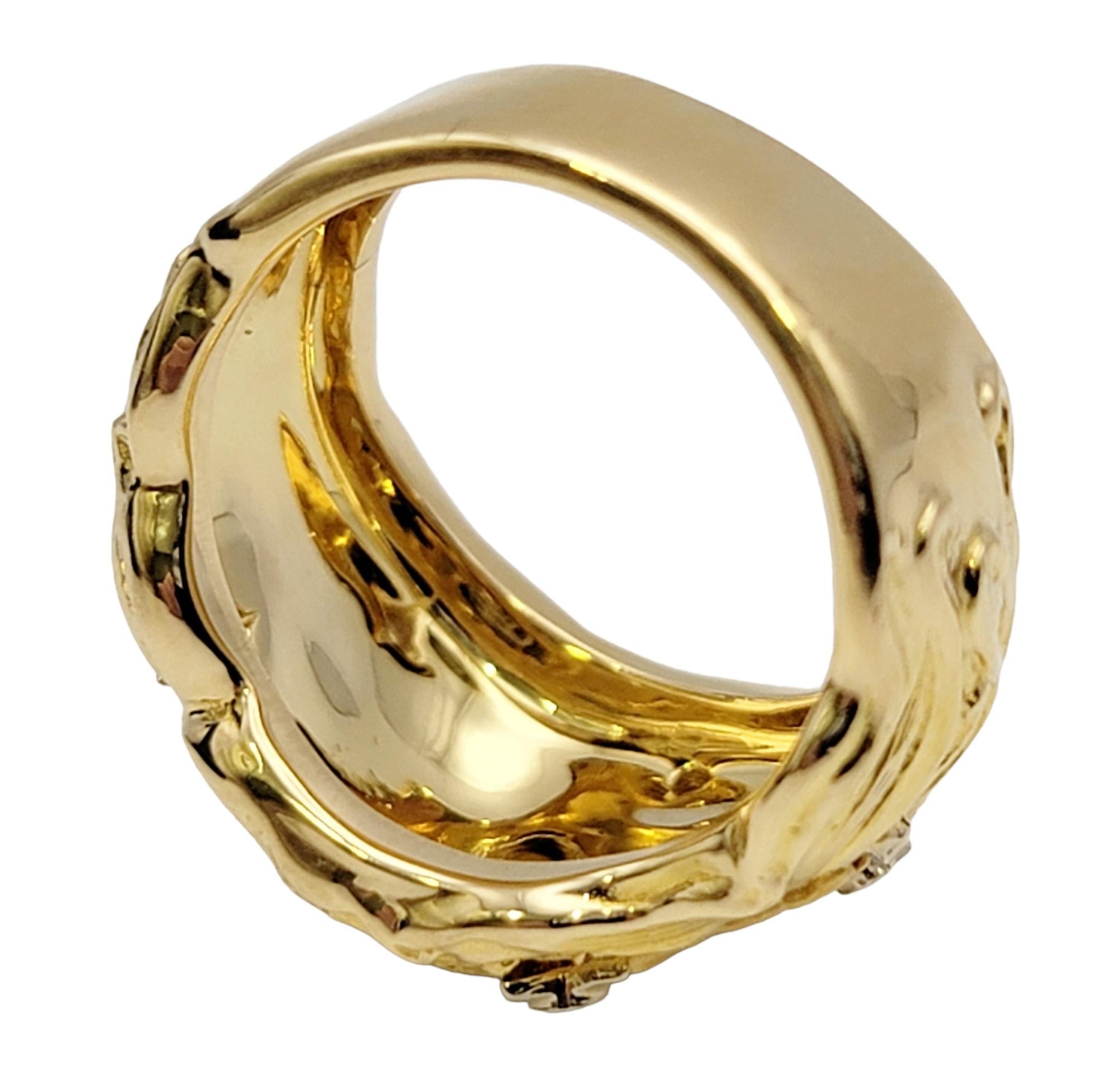 Women's Carrera y Carrera 18 Karat Yellow Gold and Diamond Venus Profile Wide Band Ring For Sale