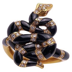 Carrera y Carrera 18 Karat Yellow Gold and Onyx Serpent Ring