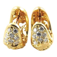 Carrera y Carrera Boucles d'oreilles en or jaune 18 carats avec diamants en filigrane