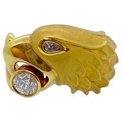 Carrera Y Carrera Bague aigle en or jaune 18 carats avec diamants de 0,35 carat