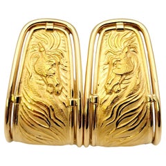 Carrera y Carrera 18 Karat Gelbgold Non-Pierced Breite J Reifenpferdchen-Ohrringe