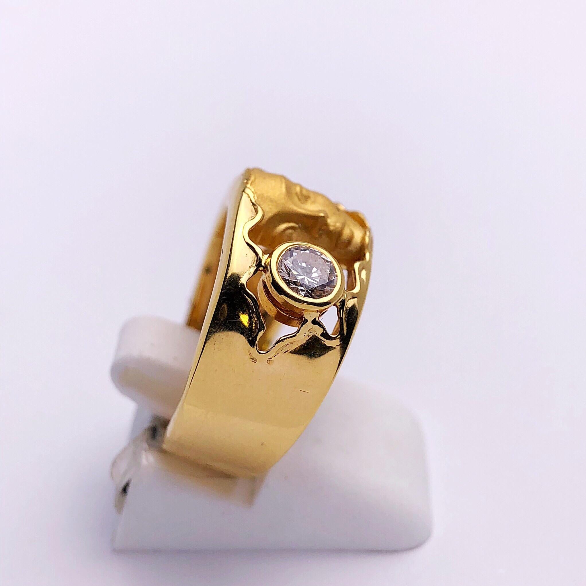Carrera y Carrera, bague pour femme profil en or jaune 18 carats et diamants 0,32 carat Neuf - En vente à New York, NY