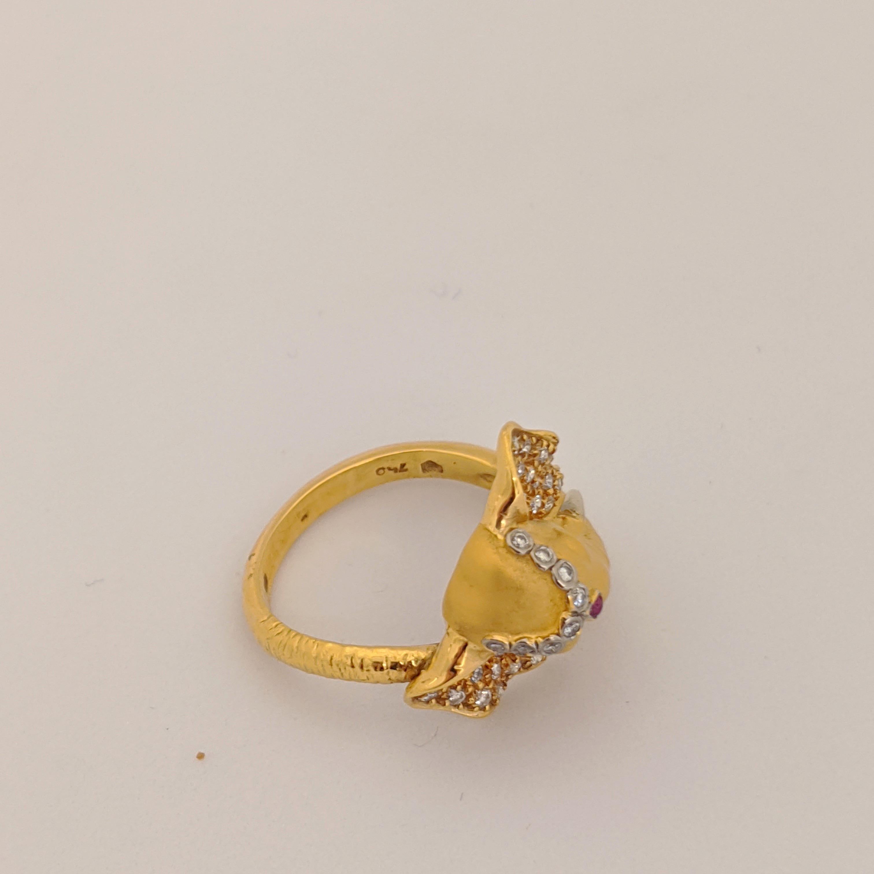 Women's or Men's Carrera Y Carrera 18 Karat Yellow Gold and .24 Carat Diamond Elephant Ring