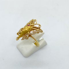 Carrera Y Carrera 18 Karat Yellow Gold Butterfly Mask Ring with Diamonds
