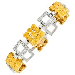 Carrera Y Carrera 1.80 Carat Diamond Platinum 18 Karat Gold Ginkgo Bracelet