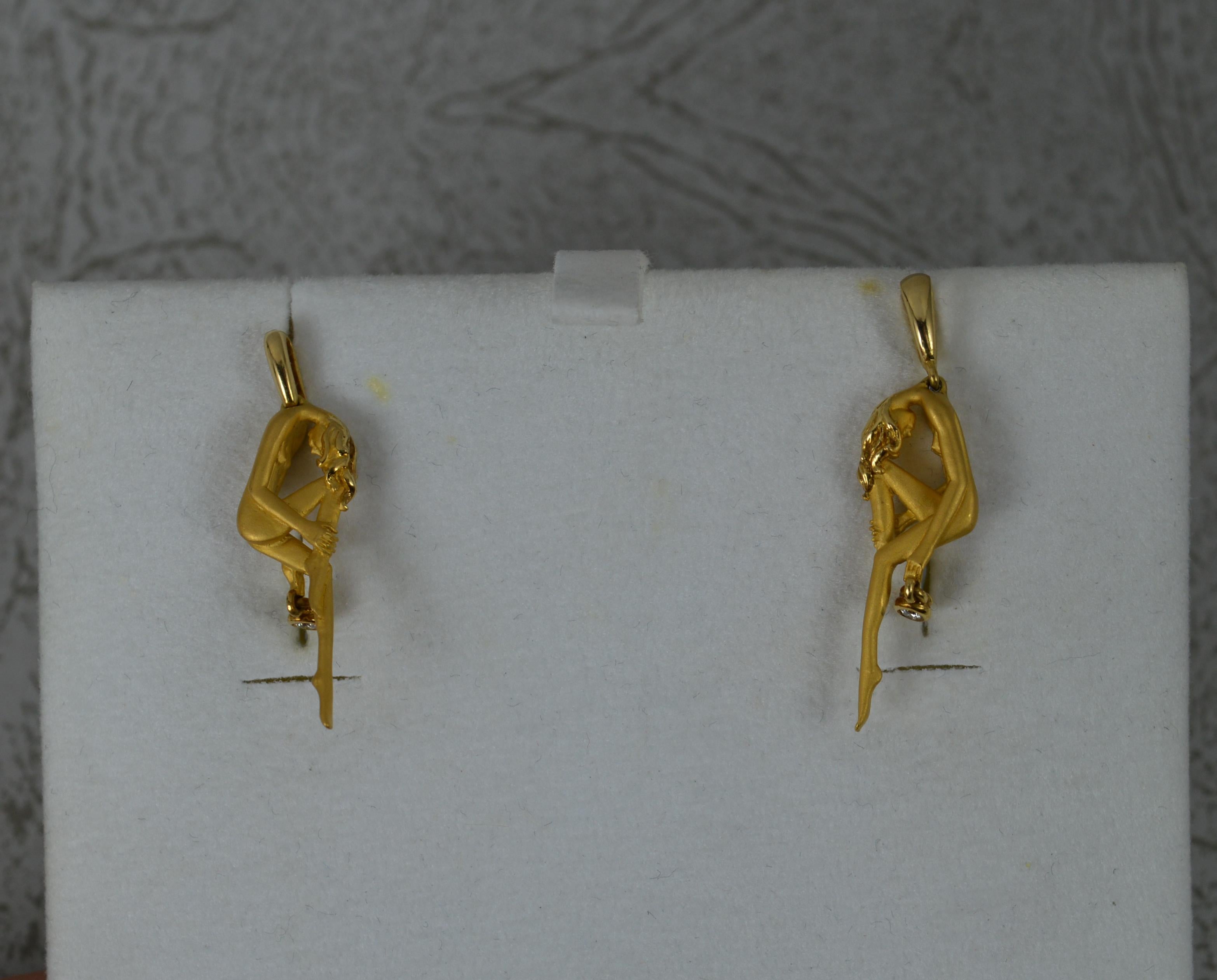 Carrera y Carrera 18 Carat Gold and Diamond Nude Female Earrings in Box In Excellent Condition In St Helens, GB