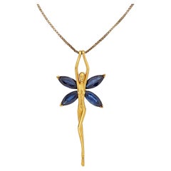 Carrera y Carrera Pendentif Fairies en or 18k 3,5ct saphir avec chaîne en or 14k 26".