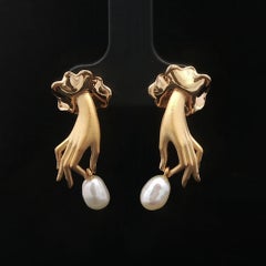 Carrera y Carrera Orecchini pendenti con perle in oro 18k Happy Hands Bonadea