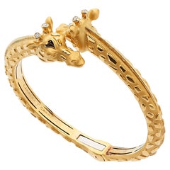 Carrera y Carrera Bracelet jonc girafe à charnières en or 18 carats avec diamants 0,10 carat, taille 6,5