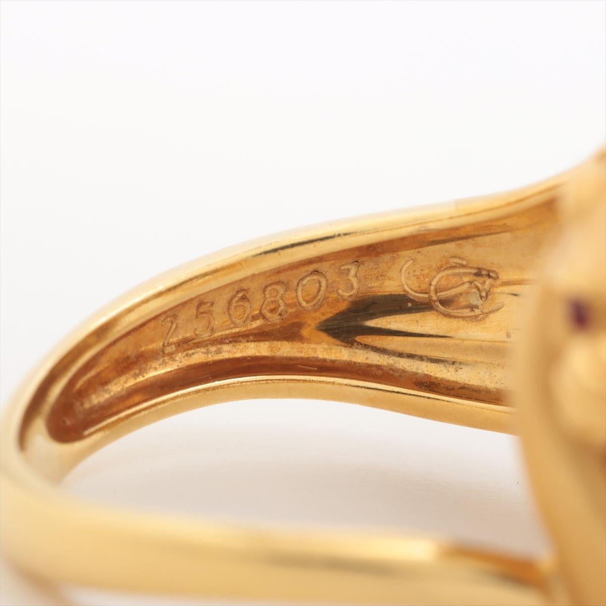 Etruscan Revival Carrera Y Carrera 18k Gold Panther Ring Ruby Eye & Diamonds. Leopard Pounce For Sale