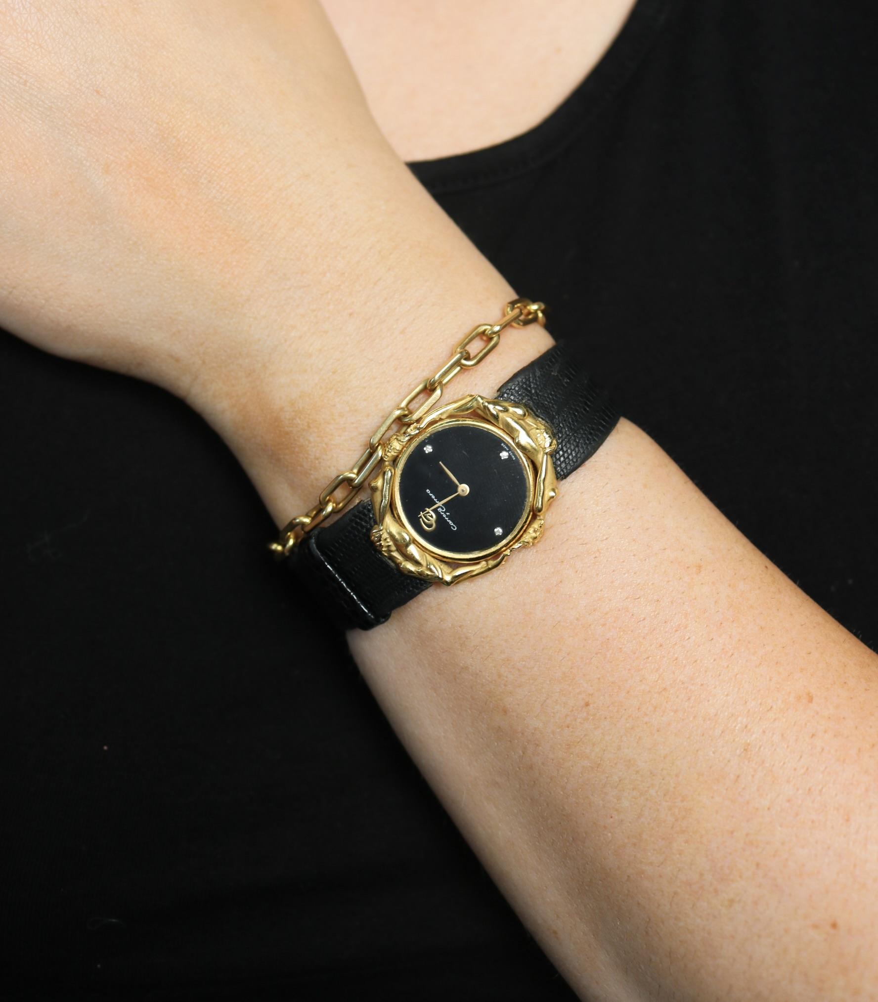 Carrera y Carrera 18K Uhr Adam und Eva Figural Quarz Uhrwerk 18K Gelbgold im Angebot 5