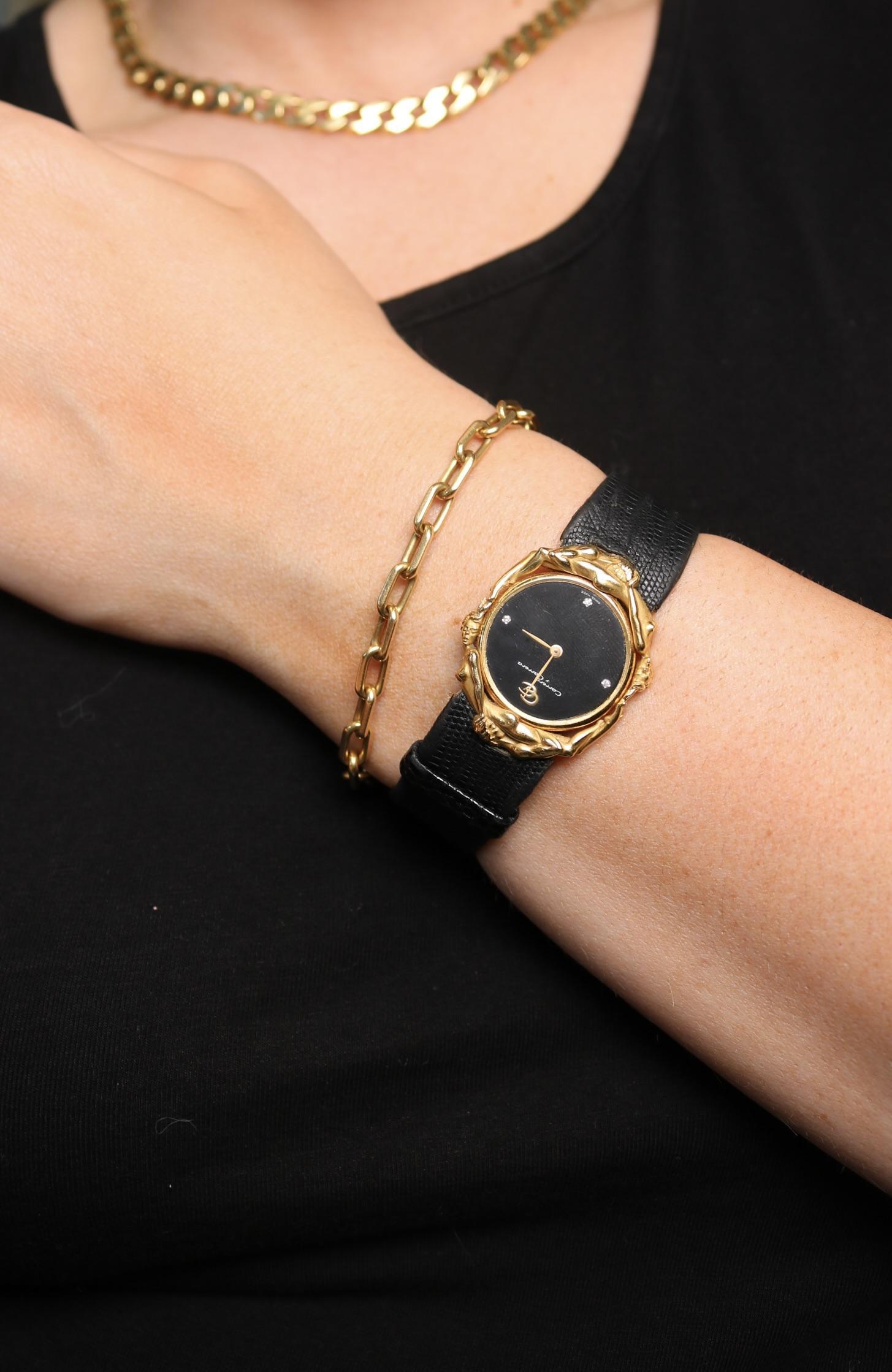 Carrera y Carrera 18K Uhr Adam und Eva Figural Quarz Uhrwerk 18K Gelbgold im Angebot 7