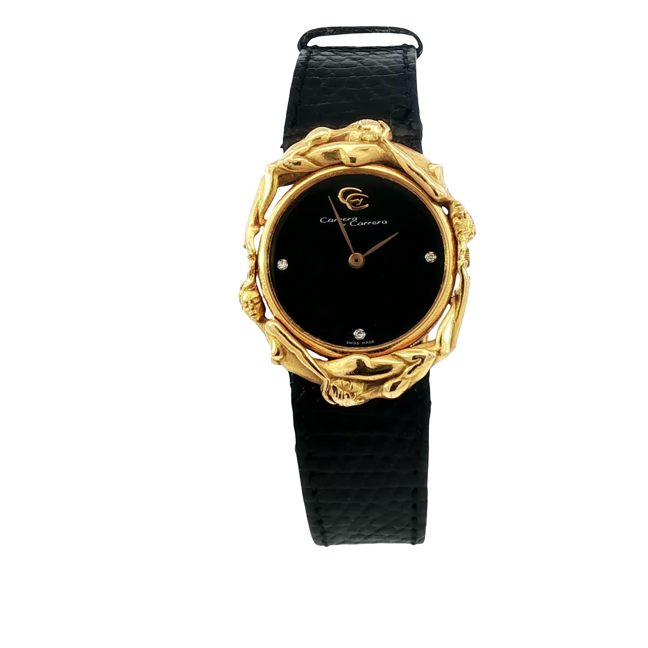 Carrera y Carrera 18K Uhr Adam und Eva Figural Quarz Uhrwerk 18K Gelbgold im Angebot 7