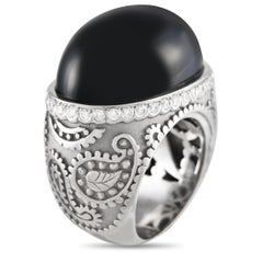Carrera y Carrera 18K White Gold 0.35ct Diamond and Onyx Ring