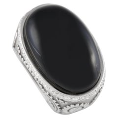 Carrera y Carrera 18K White Gold 0.35ct Diamond and Onyx Ring
