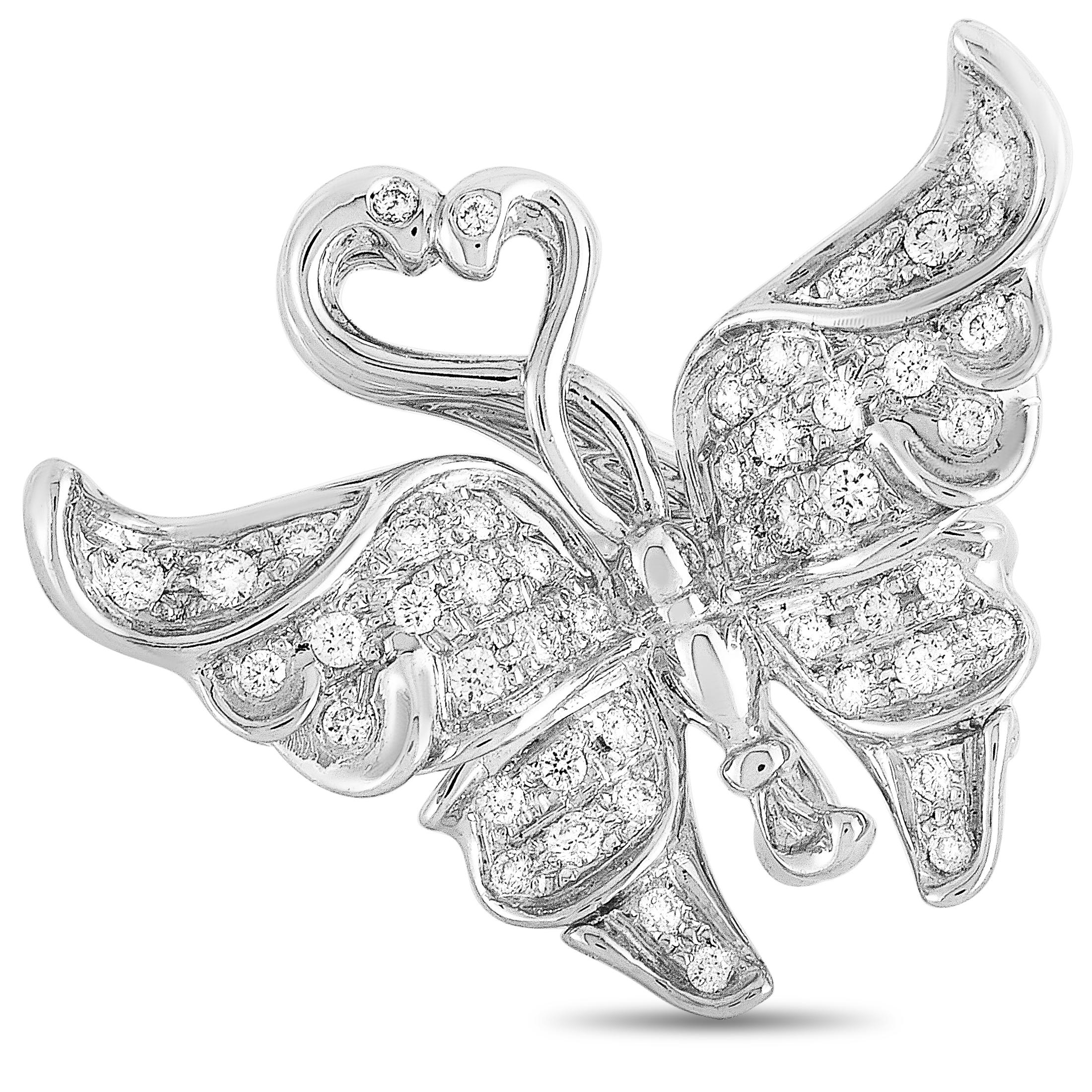 Carrera y Carrera 18 Karat White Gold and 0.37 Carat Diamond Butterfly Ring In New Condition In Southampton, PA