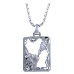 Carrera y Carrera 18 Karat White Gold and Diamond Pendant Necklace Carrera y Carrera 18 Karat White Gold and Diamond Pendant Necklace