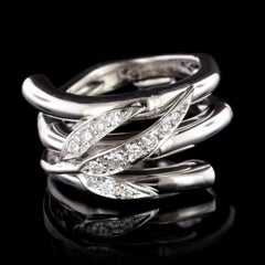 Carrera y Carrera 18 Karat White Gold Diamond Bambu Zen Maxi Ring