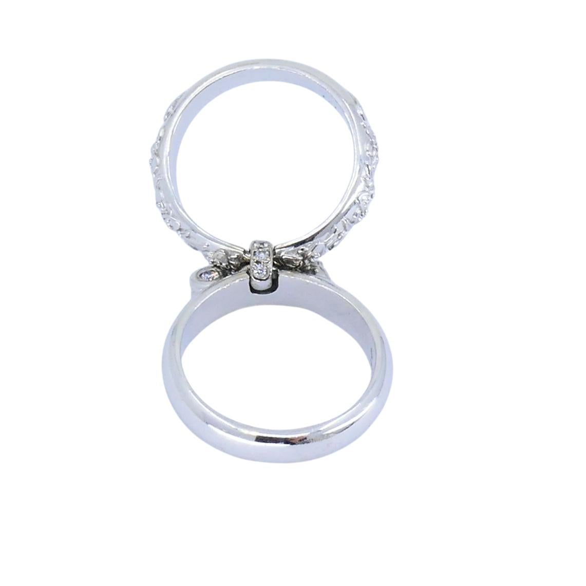 Carrera y Carrera Bague double en or blanc 18k Diamant Design/One en vente 2
