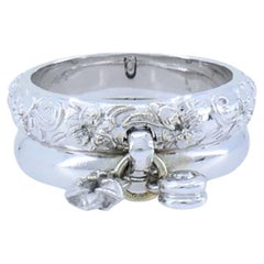 Carrera y Carrera Oro Bianco 18k Doppio Anello Diamante Disegno Floreale